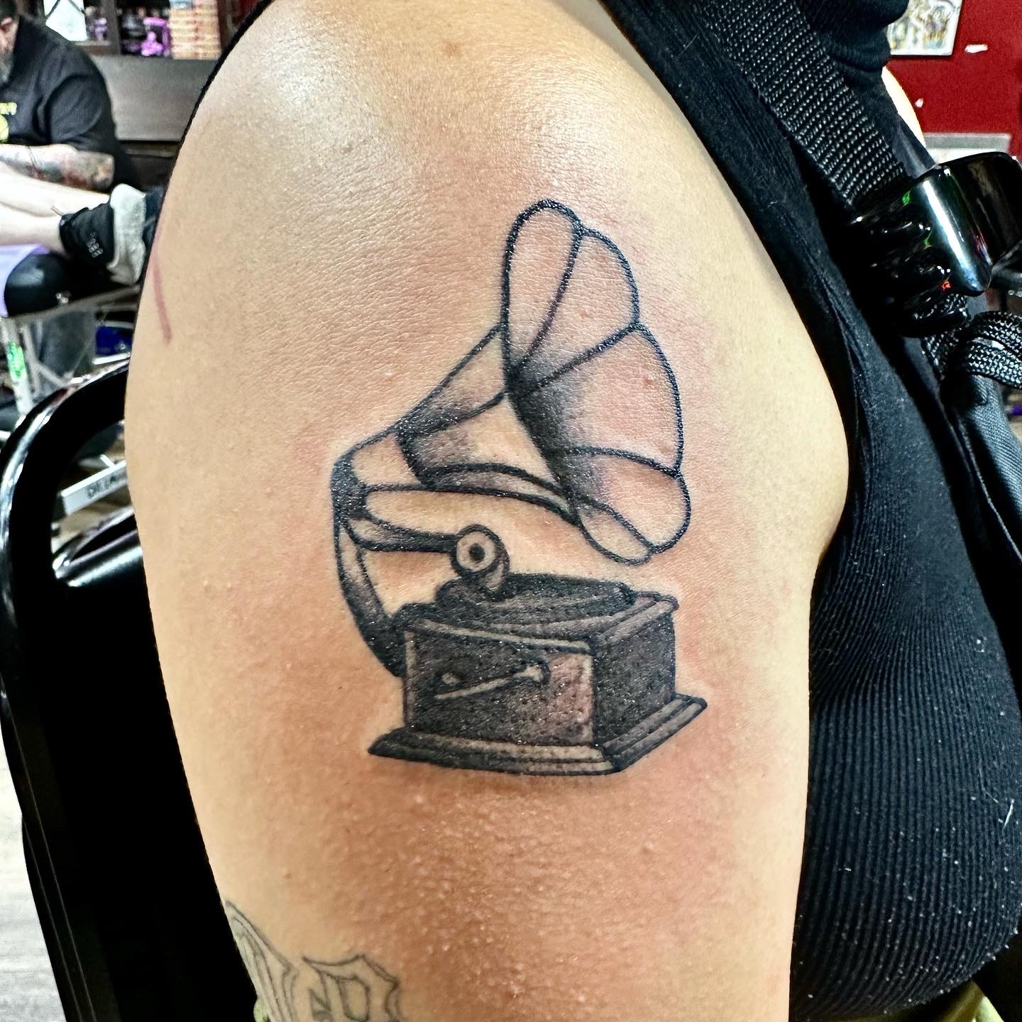 tattoo of a gramophone