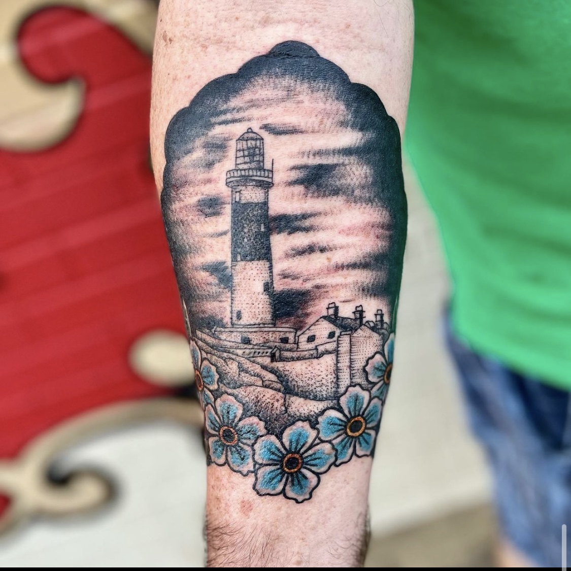 Tattoo of a lighthouse from the best tattoo artist in dallas
