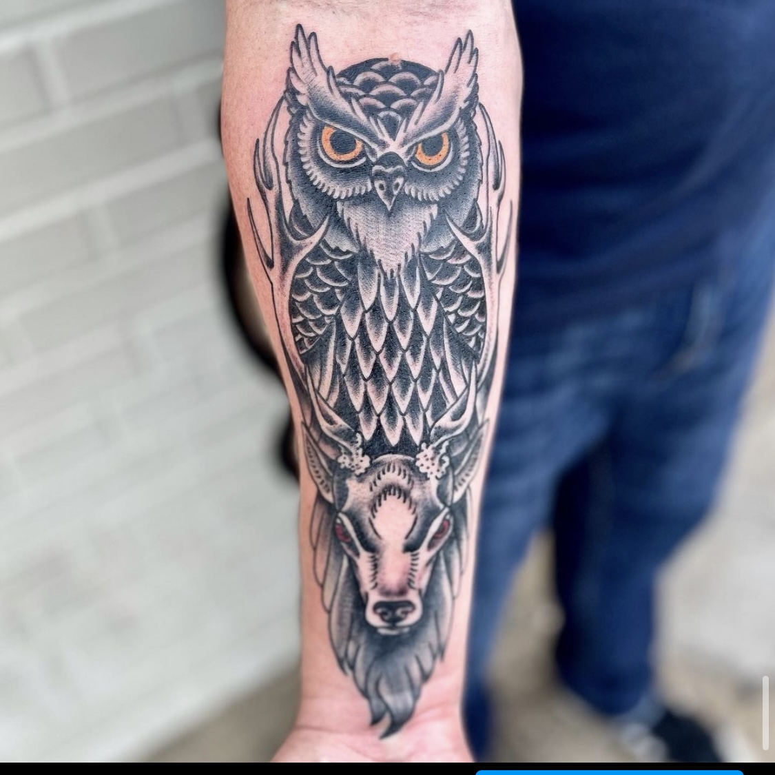 Tattoo of an Owl from best tattoo shops in dallas tx