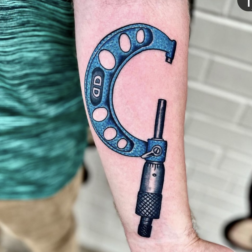 Industrial tattoo from shop in Dallas