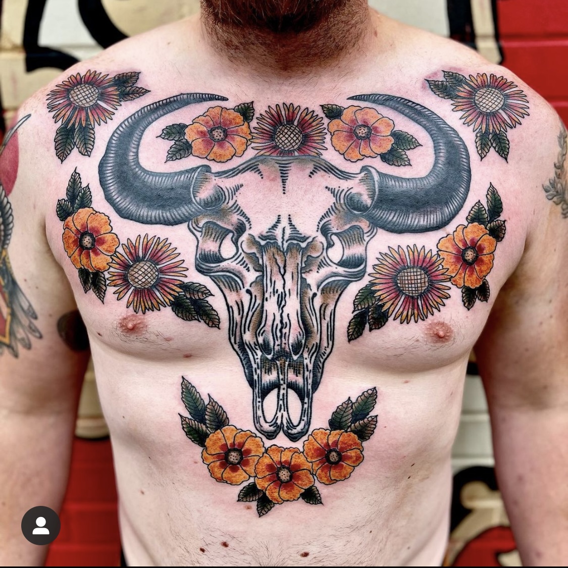 Large chest tattoo from best tattoo shops in dallas tx