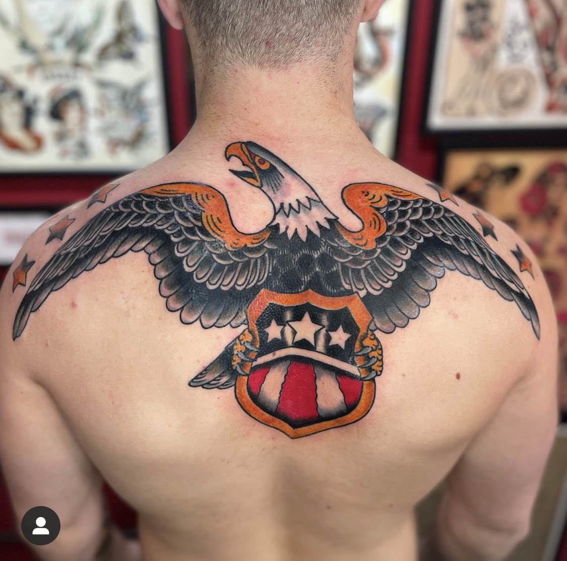 Eagle tattoo on a back from the top tattoo artist in Dallas