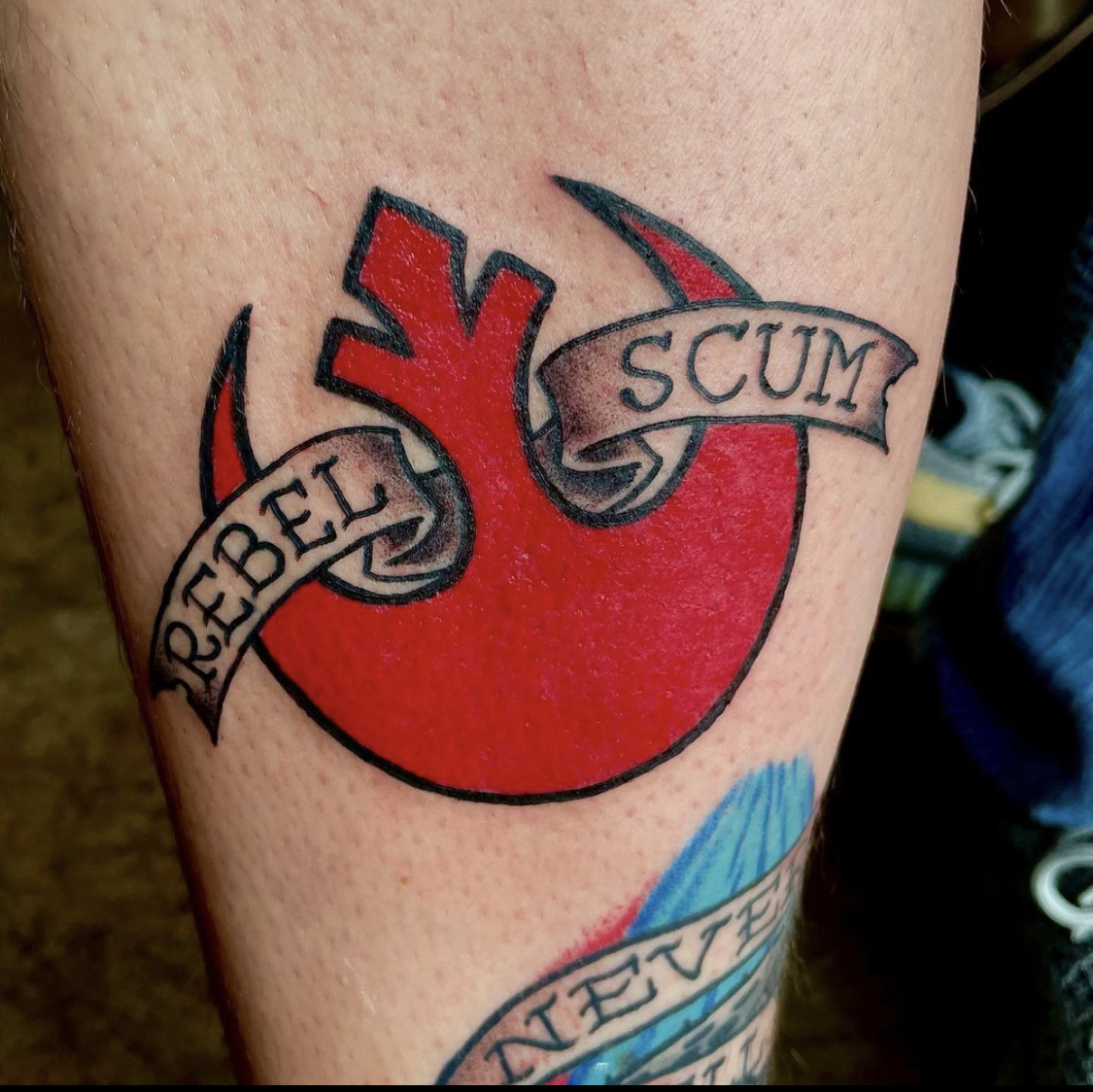 Rebel scum tattoo from top Dallas tattoo artist