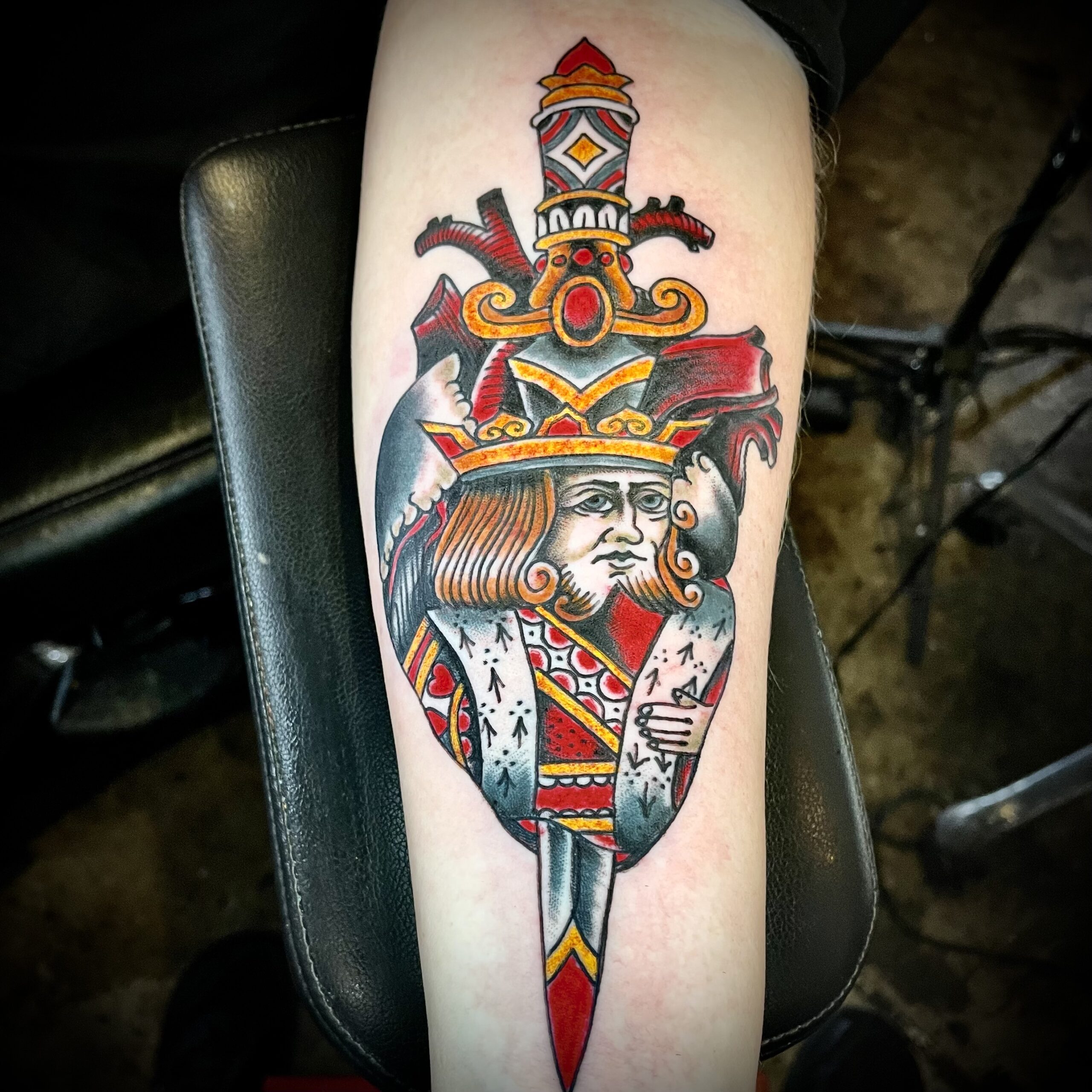 large color tattoo of a jack and a sword from top Dallas tattoo artist