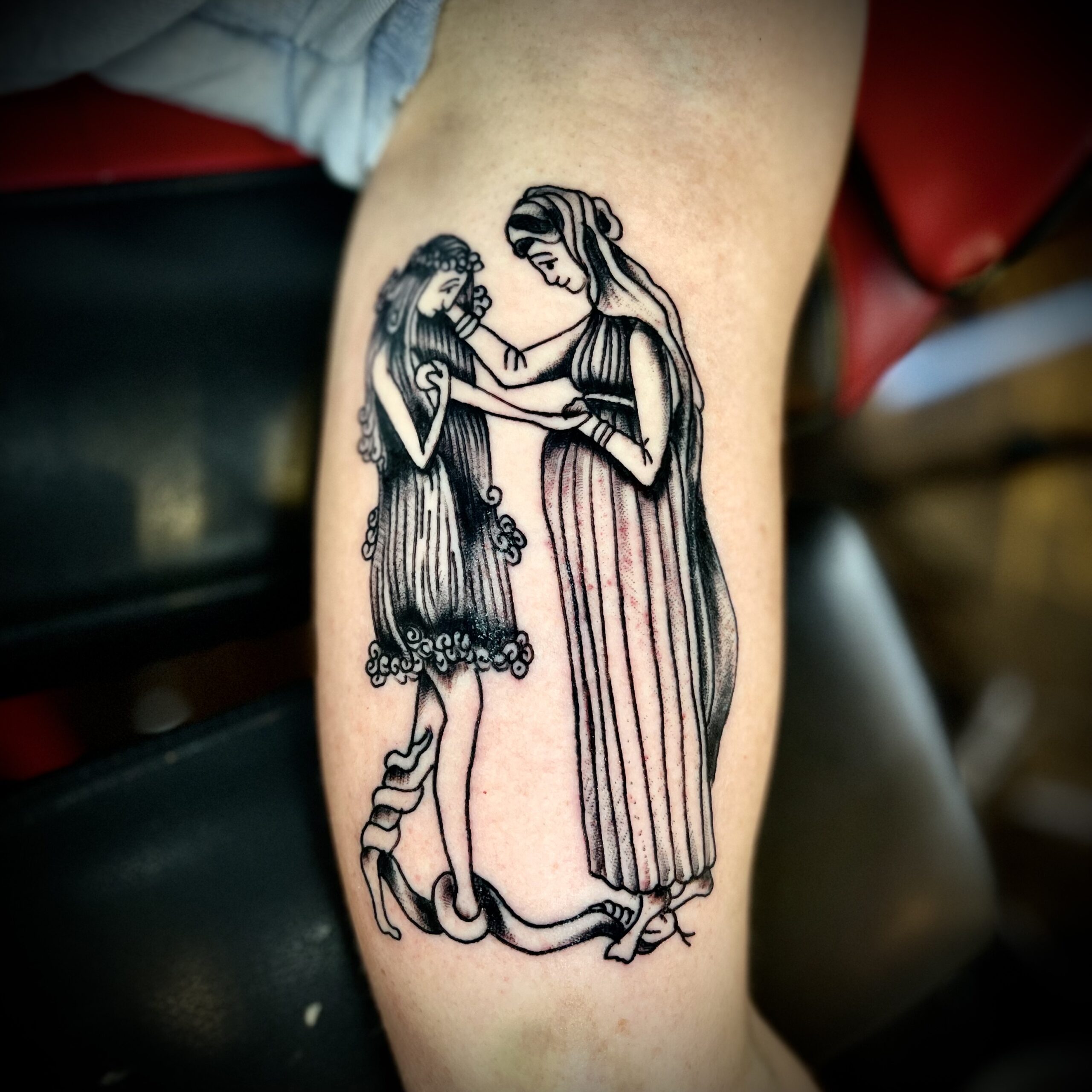 Tattoo of two women from Dallas tattoo artist