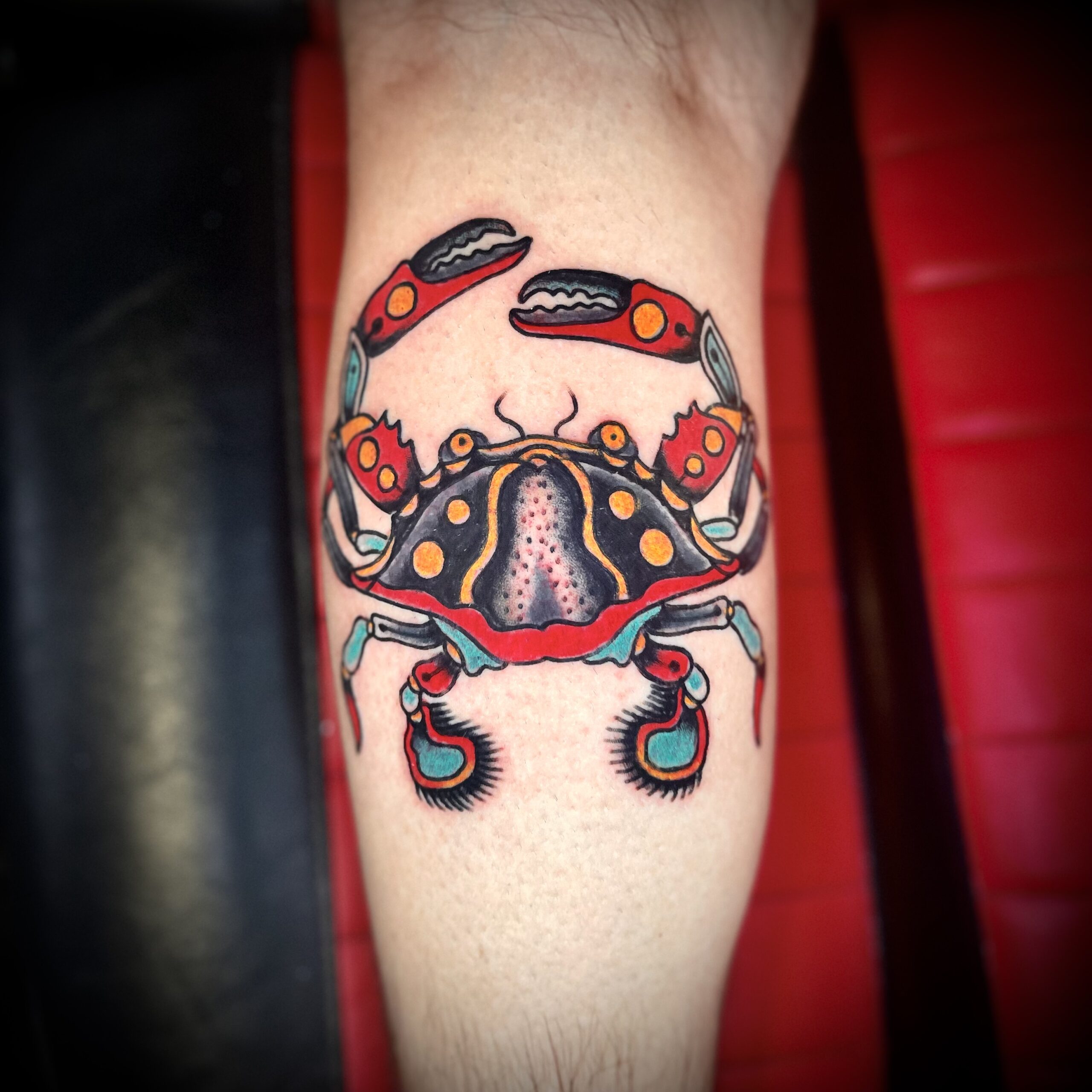 Tattoo of a crab from top Dallas tattoo artist