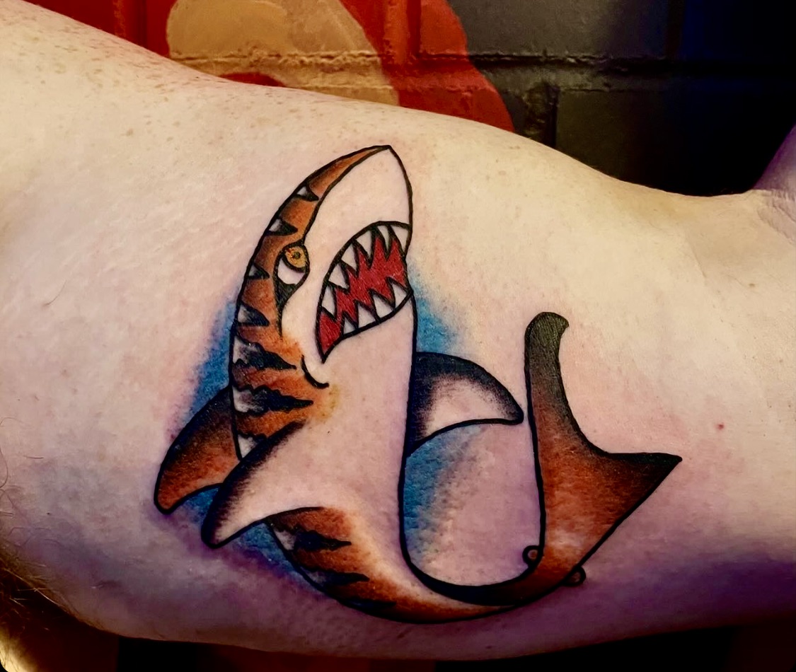 Tattoo of a shark from best tattoo shops in dfw