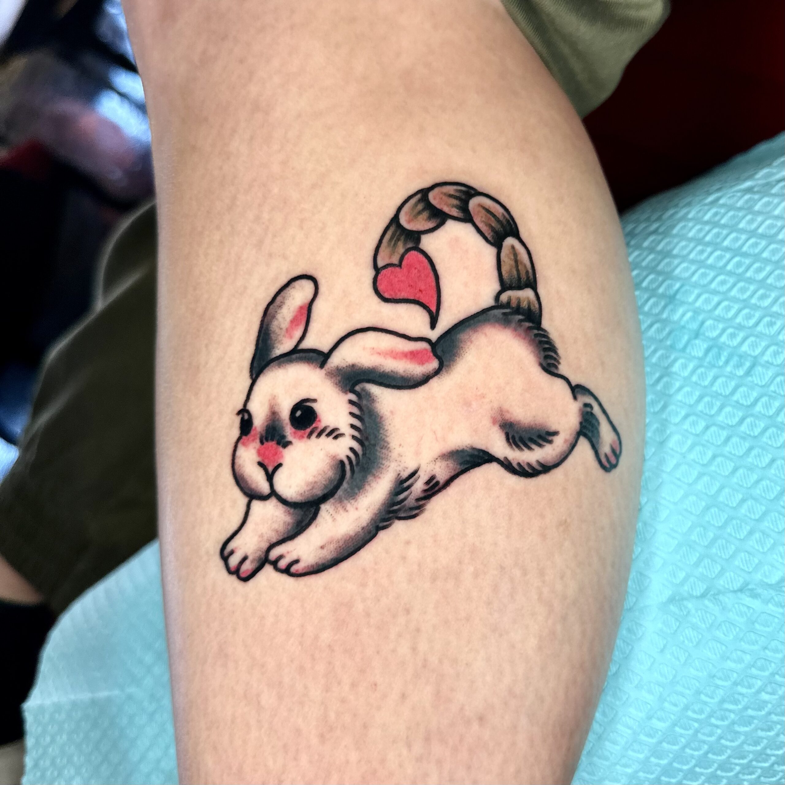 Tattoo of a bunny from a tattoo shop in Dallas
