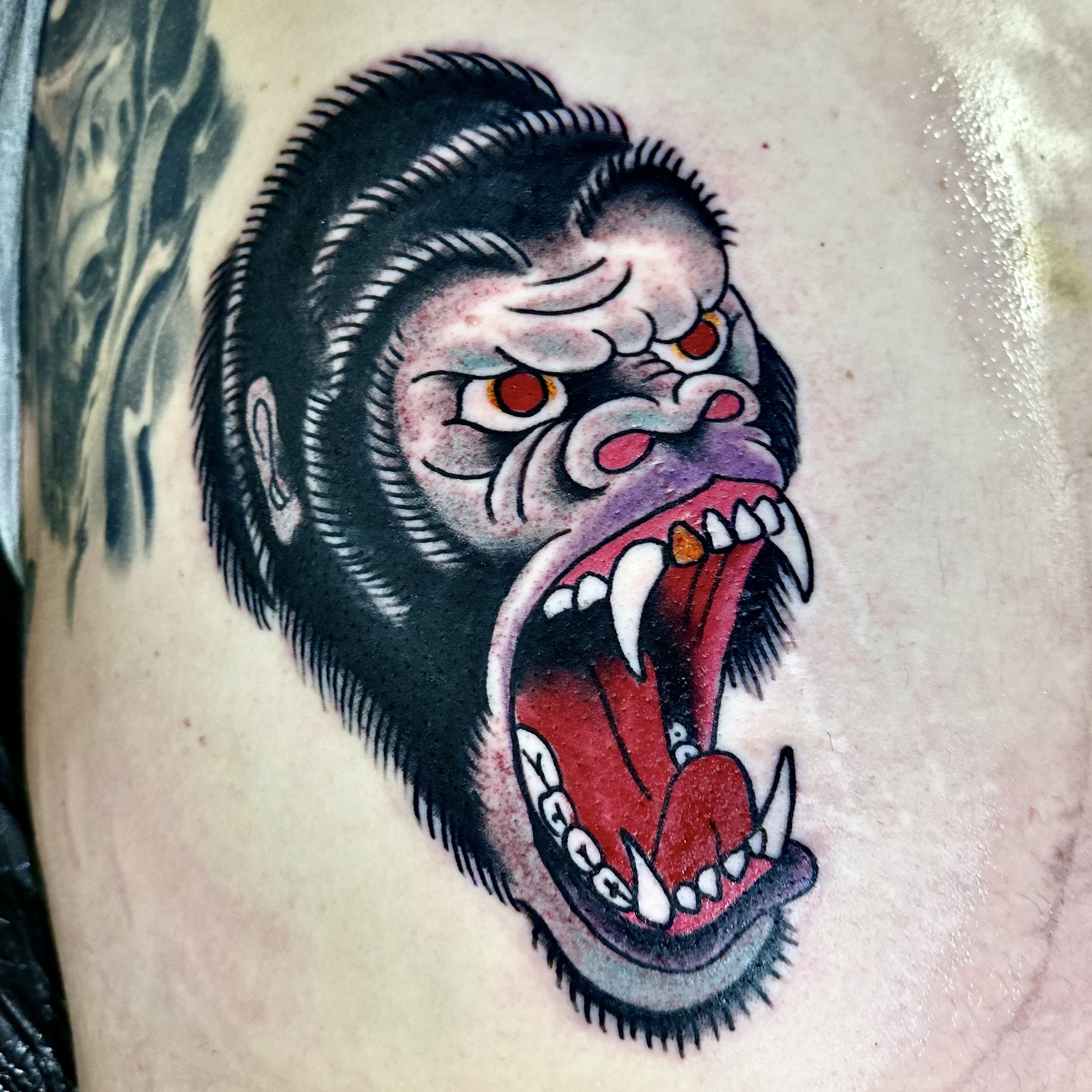 Tattoo of a gorilla from DFW tattoo shop