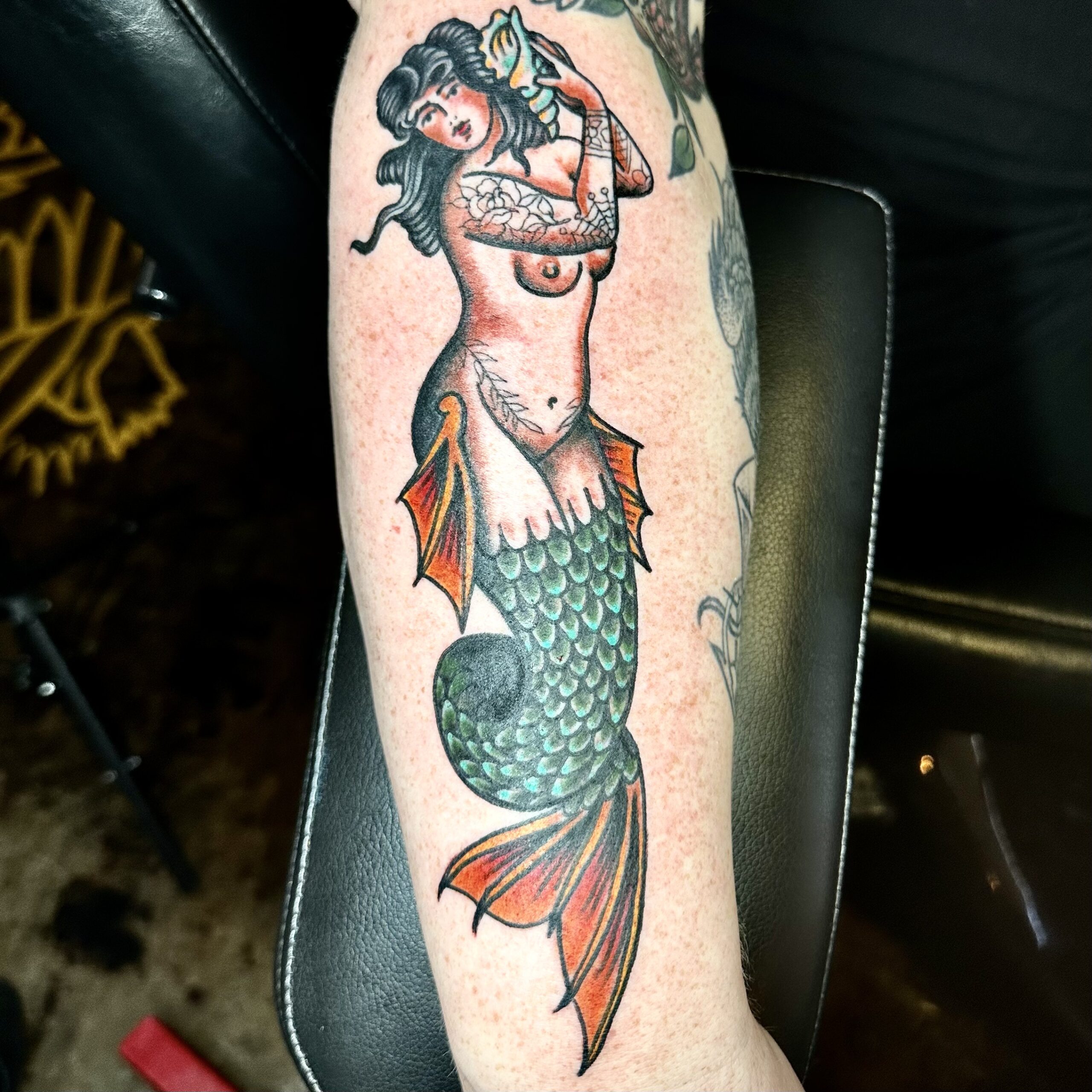 Tattoo of a mermaid from top tattoo artist in Dallas