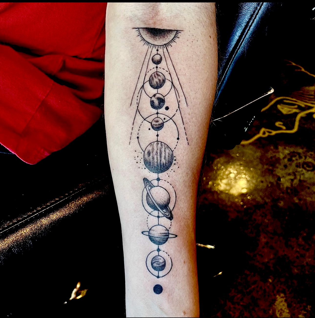 Celestial tattoo from a shop in Dallas