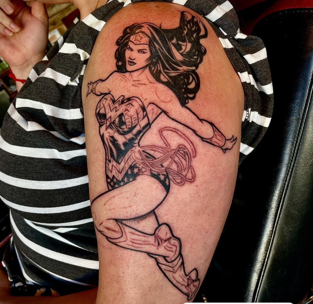 Tattoo of wonder woman from best tattoos in dallas