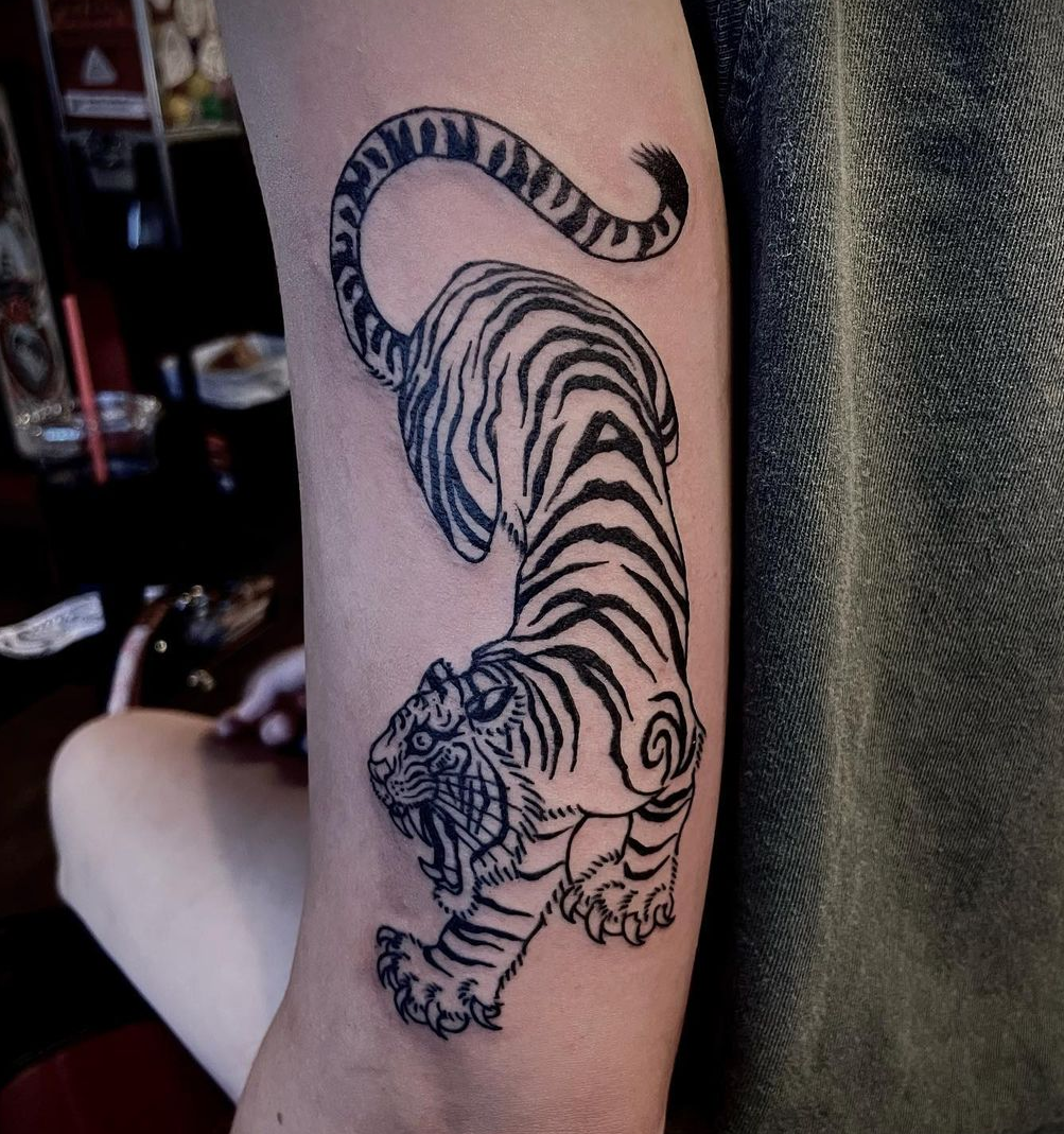 Tattoo of a tiger from the best tattoo artist in Dallas Texas