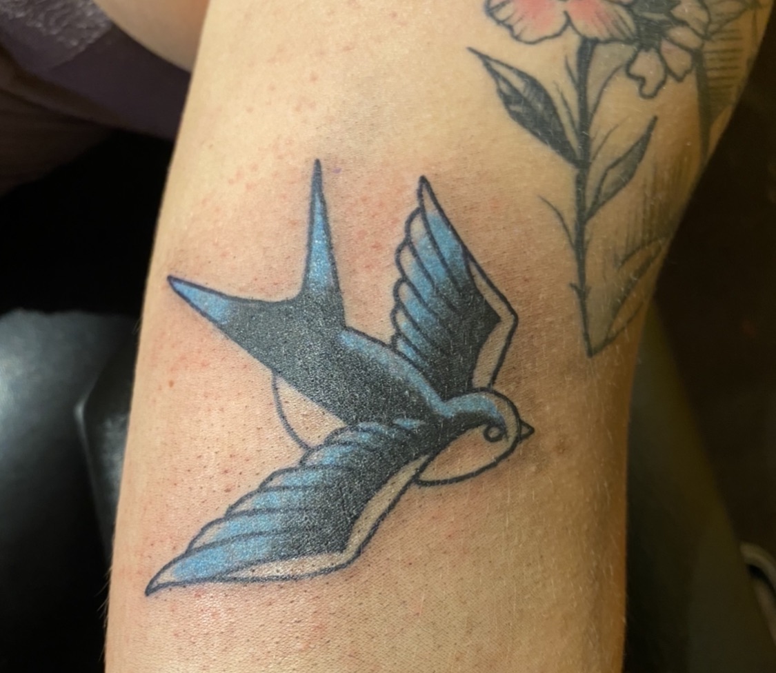 Blue bird tattoo in Dallas Texas