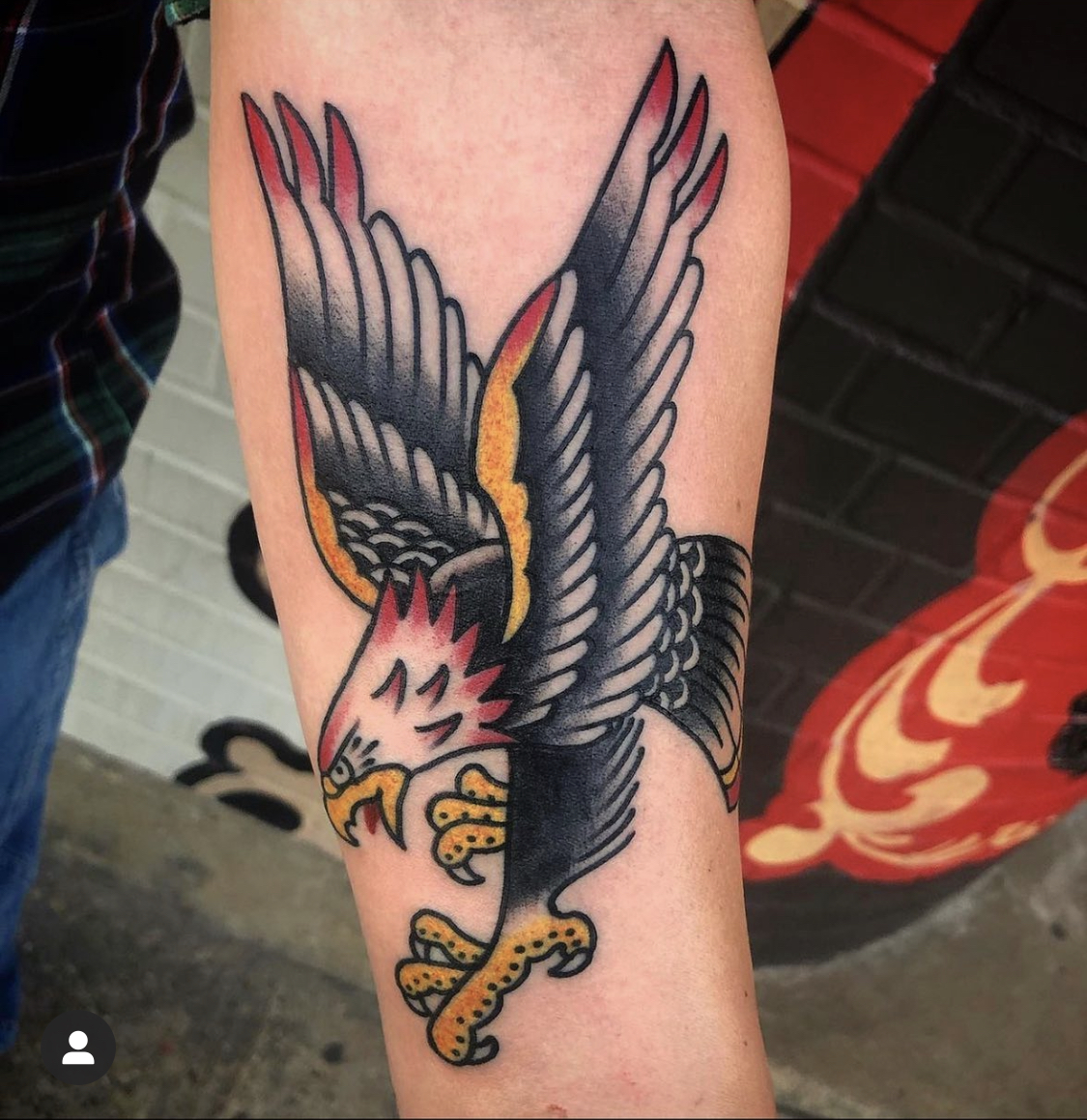 Tattoo of a flying eagle from Dallas tattoo shop