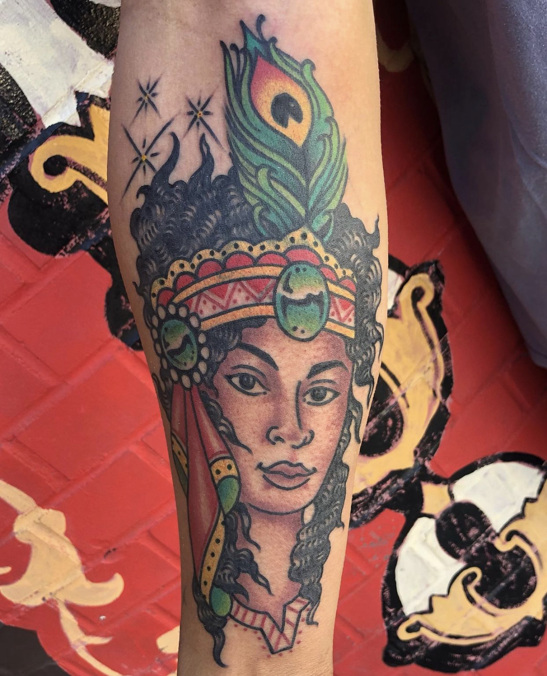 color tattoo of a woman from tattoo shop in Dallas Texas