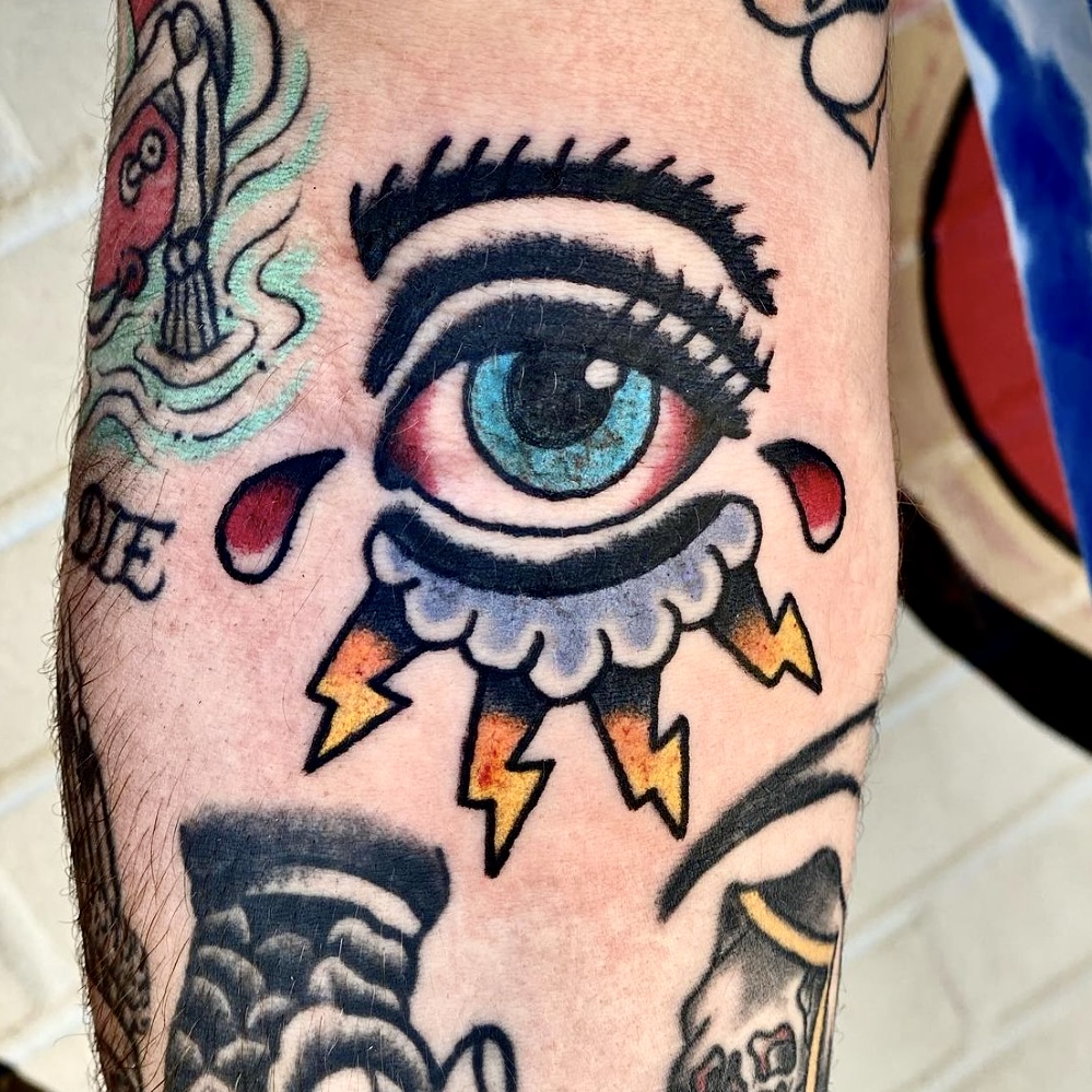 Color tattoo of an eye from Dallas tattoo shop